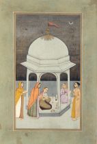 LADIES VISITING A SHRINE AT NIGHT UNDER A CANOPY, BIKANER, RAJASTHAN, NORTH INDIA, CIRCA 1780