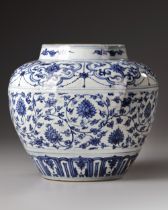 A CHINESE BLUE AND WHITE JAR, MING DYNASTY (1368-1644) OR LATER