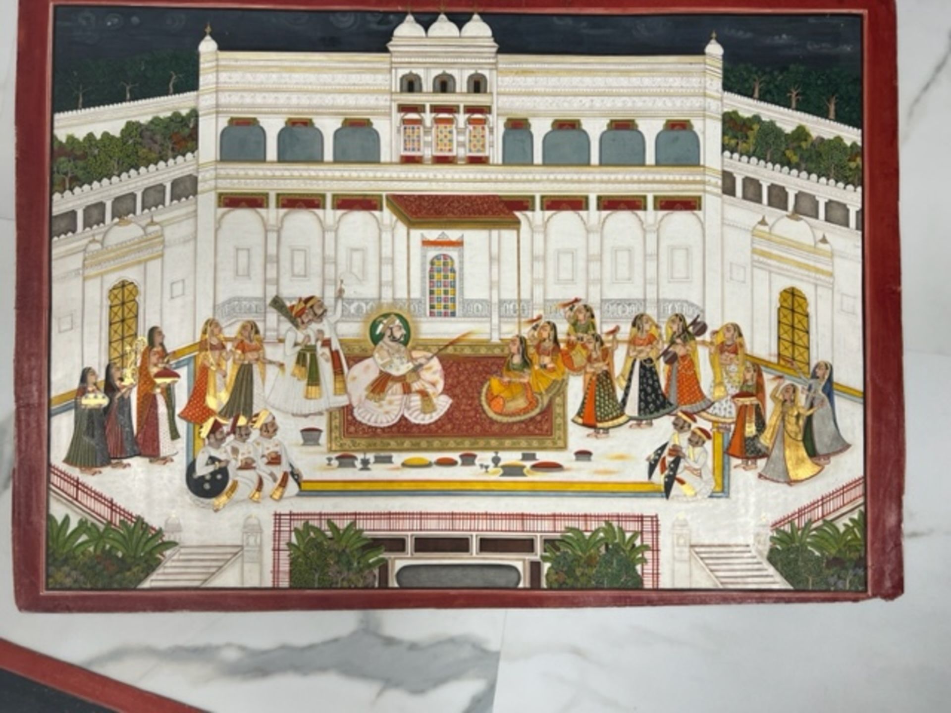 A LARGE FORMAT PAINTING OF MAHARAJA JAGAT SINGH PLAYING HOLI UDAIPUR, MEWAR, NORTH INDIA, CIRCA 19TH - Image 2 of 2