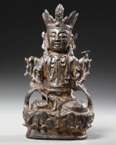 A GILT CHINESE BRONZE FIGURE OF GUANYIN, MING DYNASTY (1368-1644)