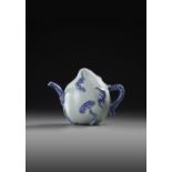 A CHINESE BLUE AND WHITE-GLAZED PEACH-FORM 'CADOGAN' TEAPOT, 19TH CENTURY