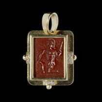 A ROMAN RED JASPER INTAGLIO IN A MODERN GOLD MOUNT, INTAGLIO 1ST/2ND century AD