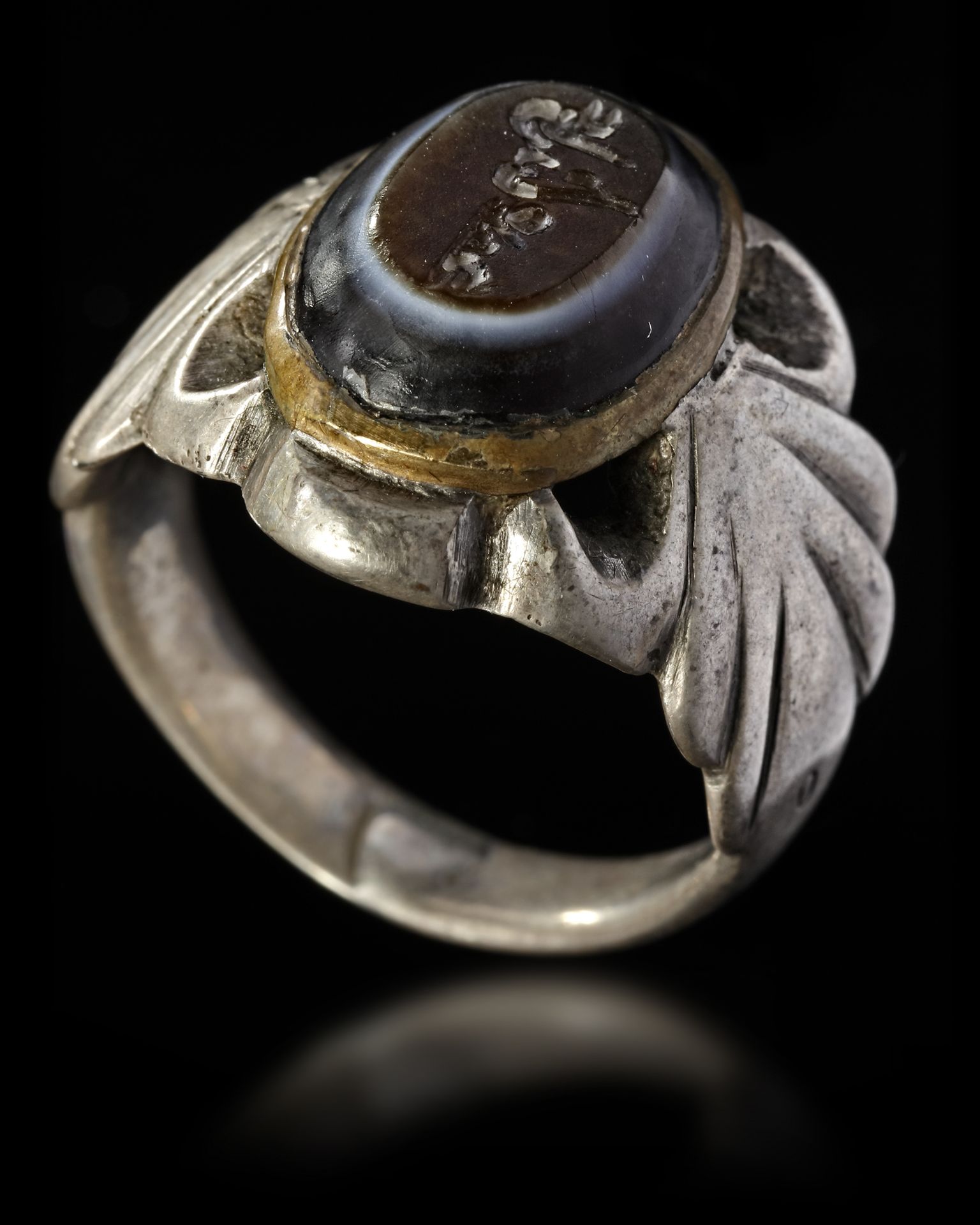 AN AGATE SEAL SILVER RING - Image 4 of 5