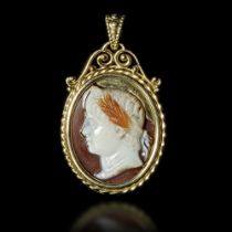 A ROMAN AGATE CAMEO OF THE YOUNG NERO, 1ST CENTURY AD