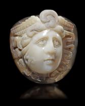 A LARGE CAMEO OF MEDUSA OF EXTRAORDINARY SIZE AND PROPORTIONS, 1ST-2ND CENTURY AD