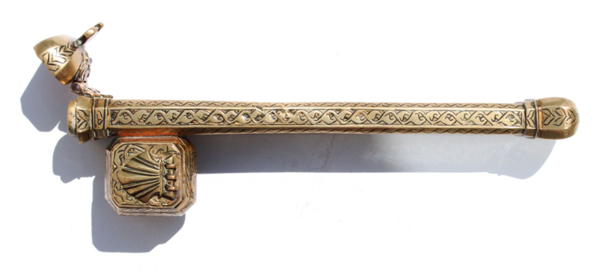 Ottoman brass pen case with inkwell - Image 12 of 12