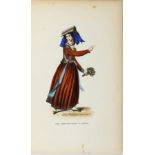 9 Ottoman, Persian, Asian, lithographs from 1843 AD, hand-coloured