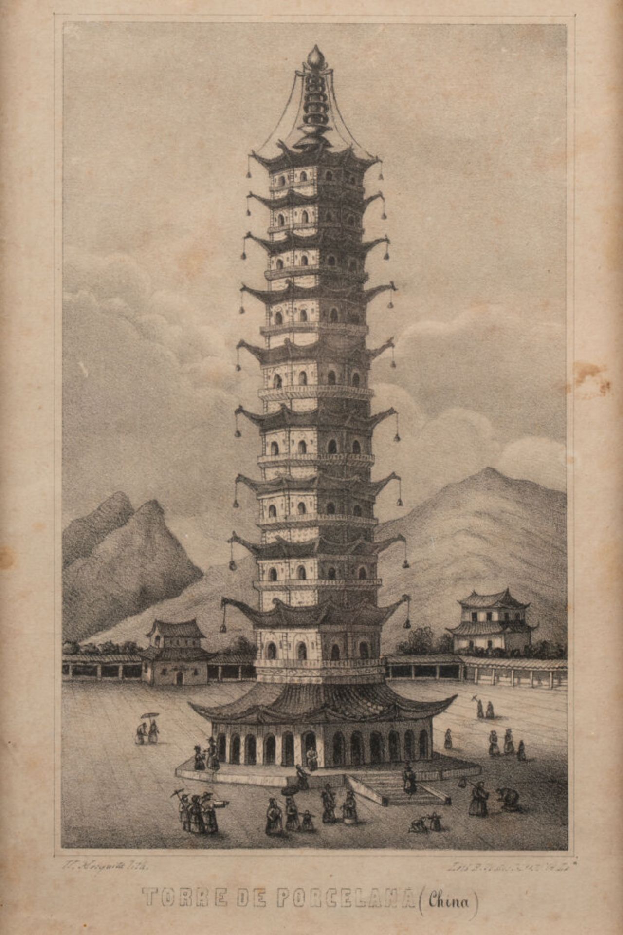 Torre de Porcelana Gravure en noir H. 22,5 cm - L. 14,5 cm - Image 2 of 2
