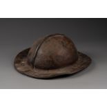 Chapeau de mineur belge Cuir patiné 28,5 cm - 27,5 cm