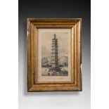 Torre de Porcelana Gravure en noir H. 22,5 cm - L. 14,5 cm