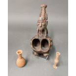 Double cuillère cérémonielle à figure anthropomorphique Style dan, Côte d'Ivoire Bois sculpté et