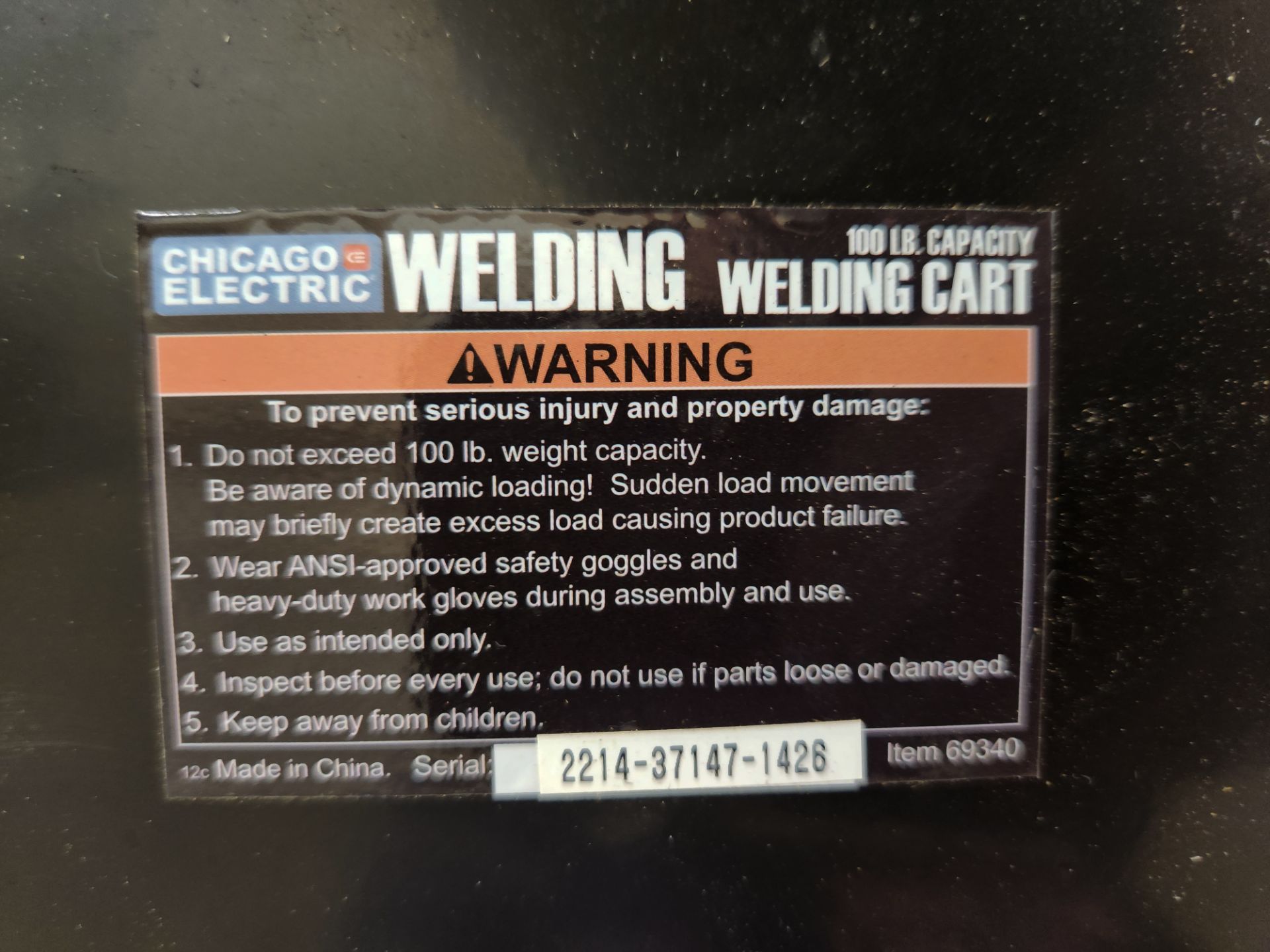 Chicago Electric Welder on Cart w/ Helmet - Image 6 of 6