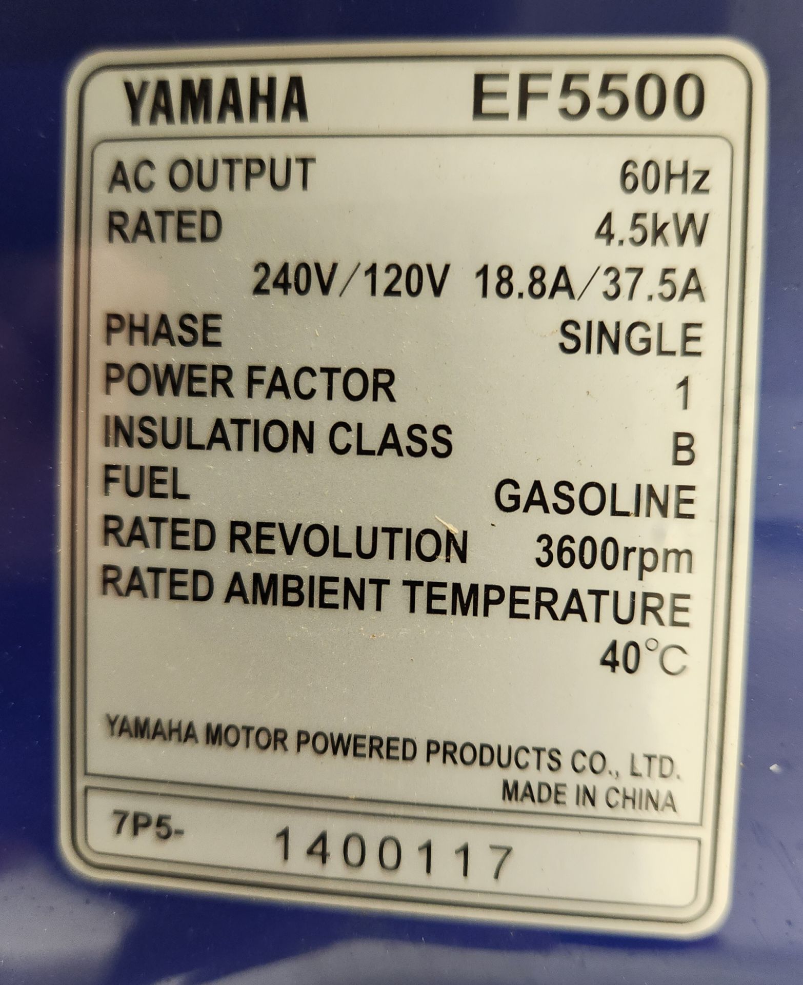 Yamaha 5500 Watt Conventional Series Generator - Image 5 of 5