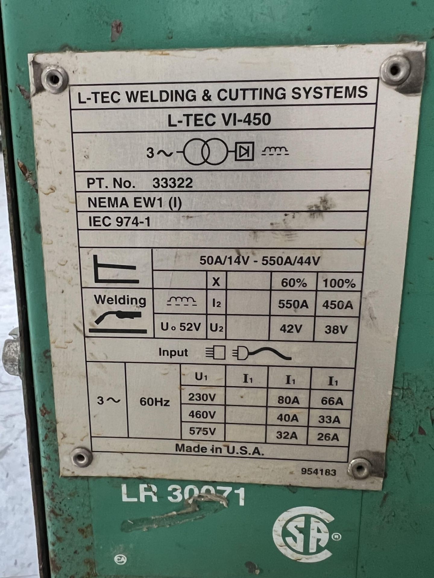 L-TEC VI-450 Welder With Miller Watermate Cooler - Image 3 of 5