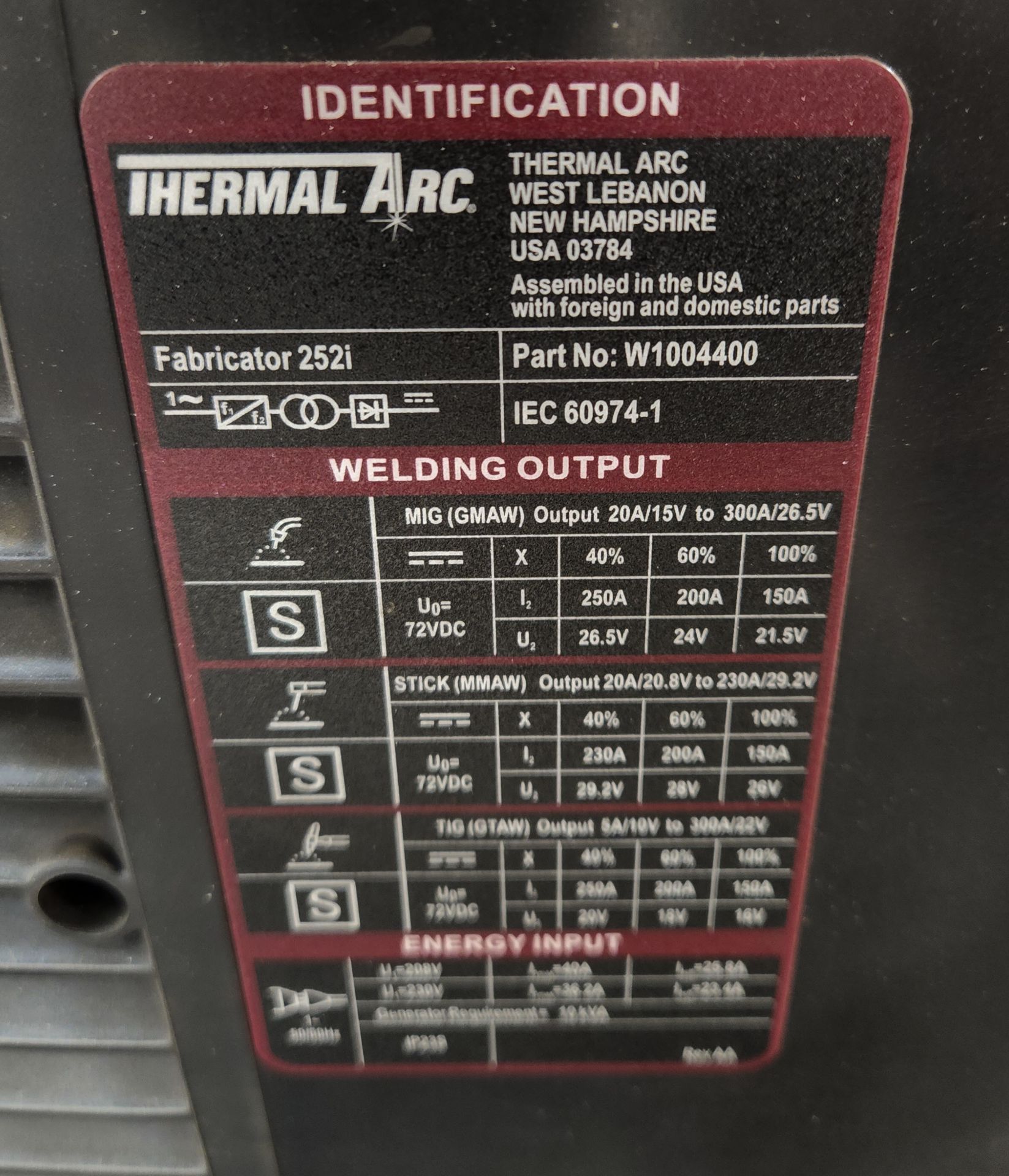 Thermal Arc Fabricator 252i Multi-Process Welder - Image 5 of 7