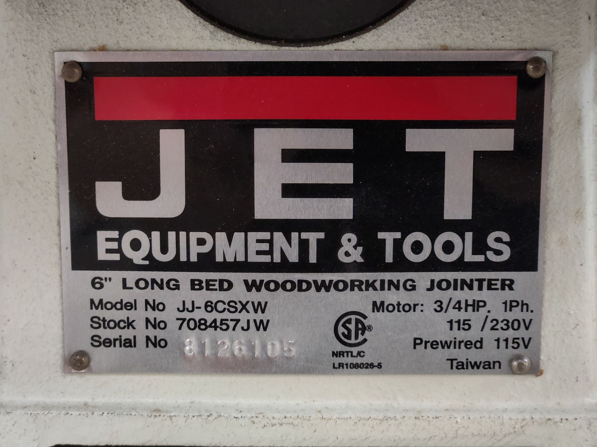 Jet 6" Long Bed Woodworking Jointer - Image 5 of 6