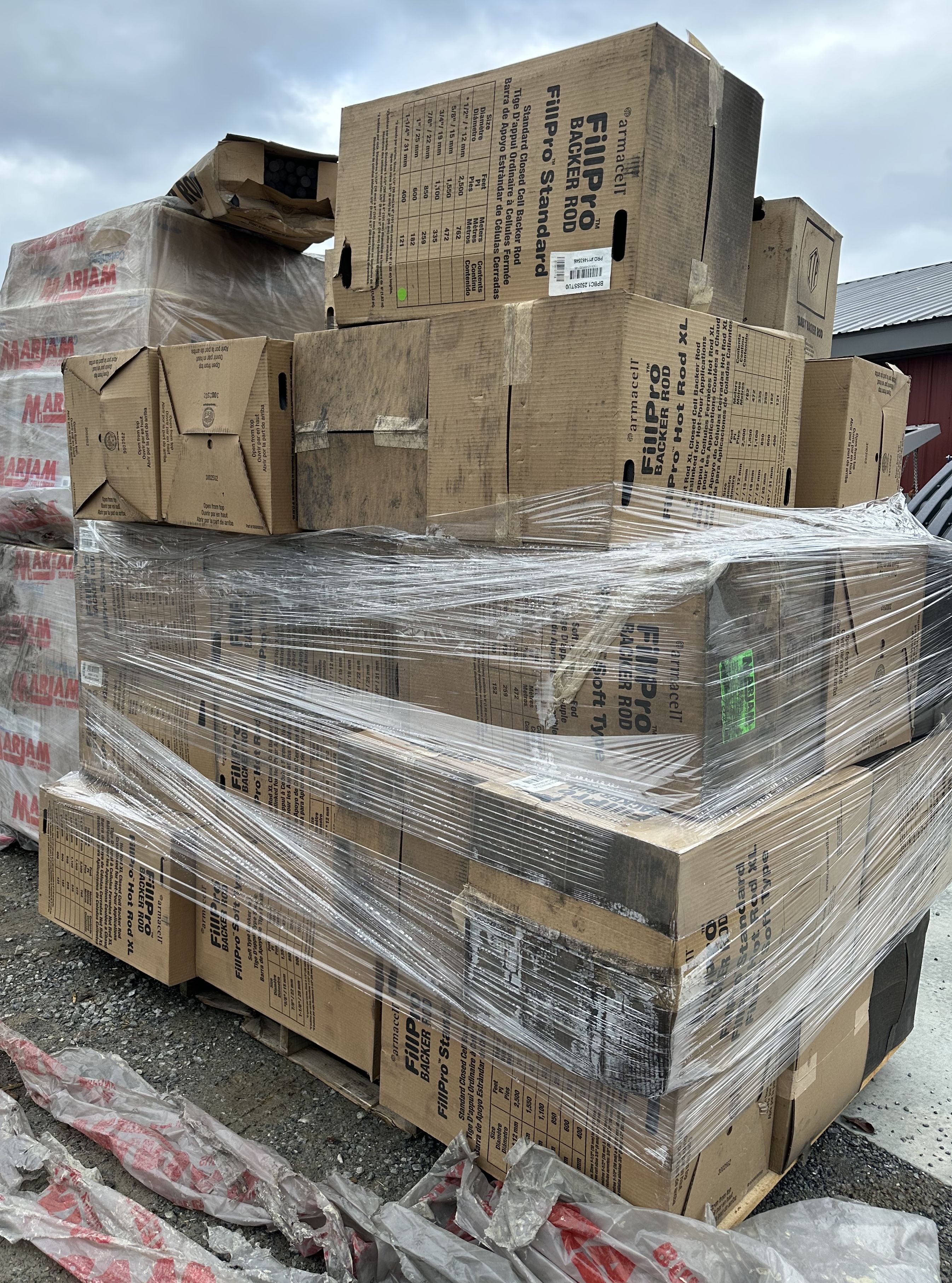 Approx. 30 boxes of fillpro backer rod, various thicknesses and lengths.