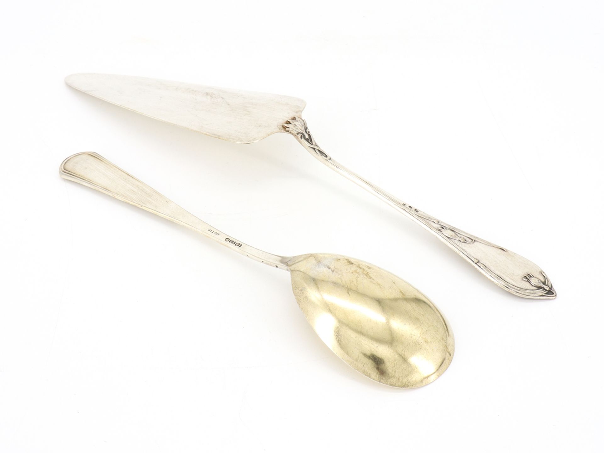 2 pieces of cutlery in finest art nouveau 800 silver circa 1900. - Image 4 of 8