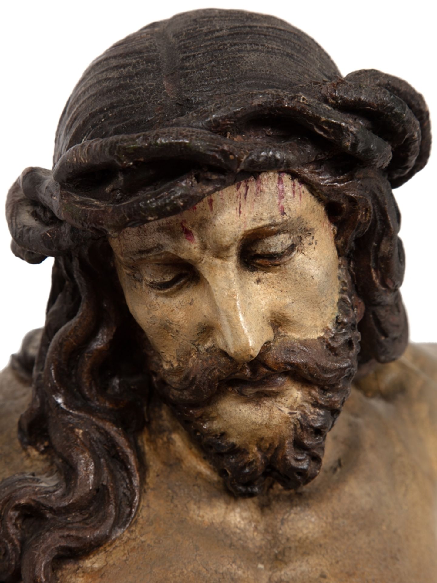 Wood carving Jesus figure in imposing large format around 1880 - Image 4 of 10