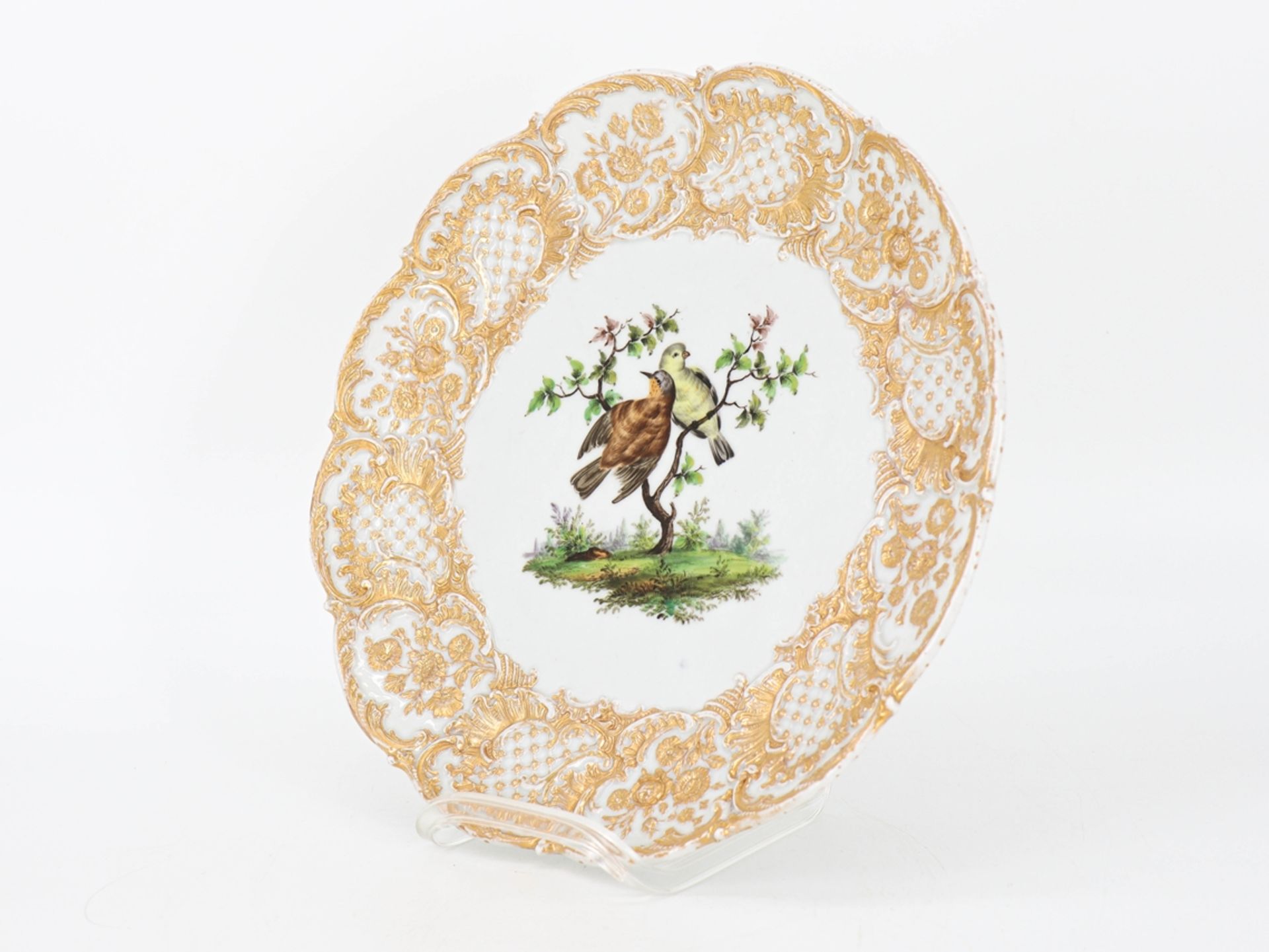 A large Meissen ceremonial plate with bird motif, circa 1910. - Image 5 of 5