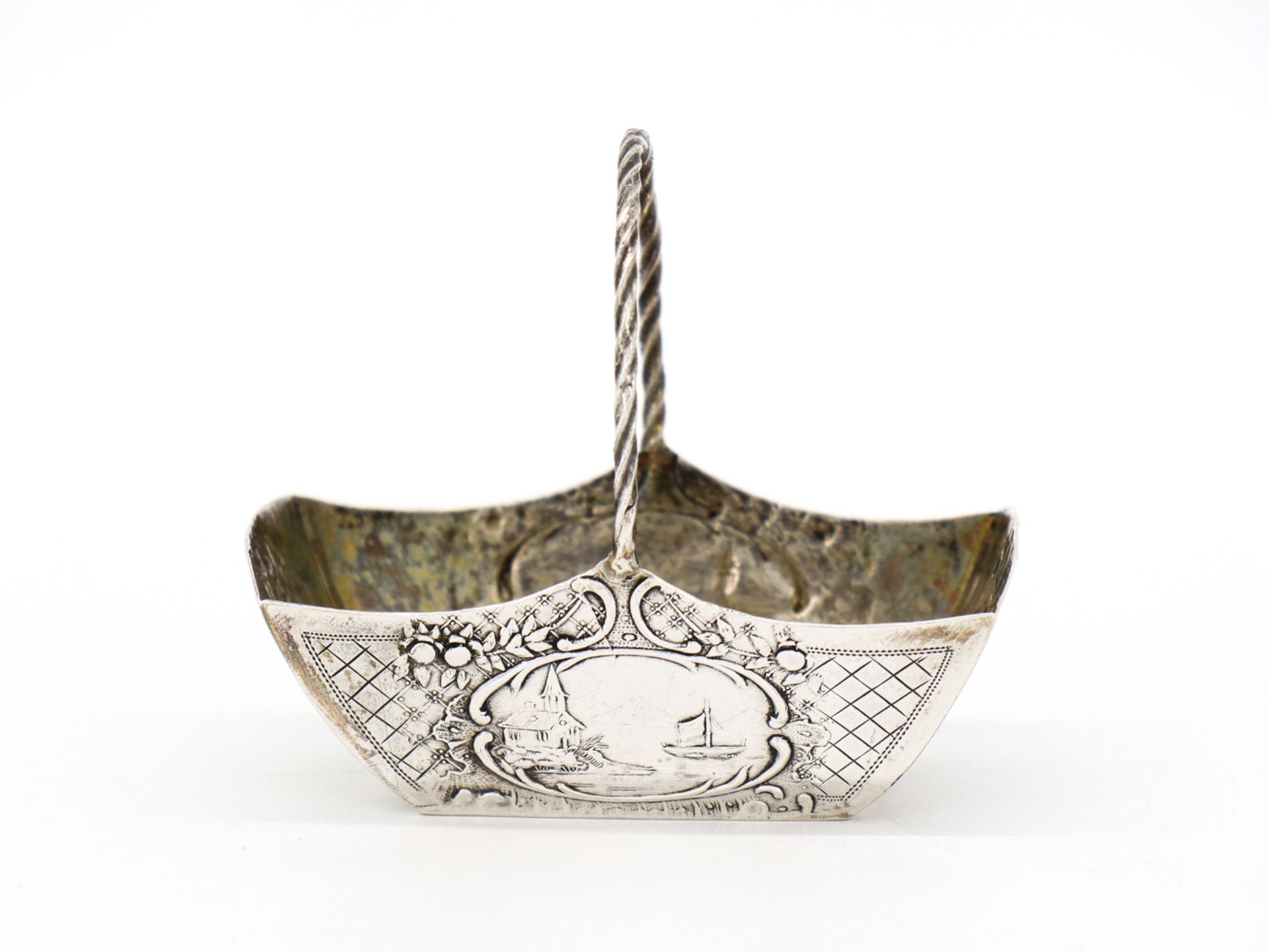 Silver basket Asian motif, 1st half 20th century.  - Image 6 of 6