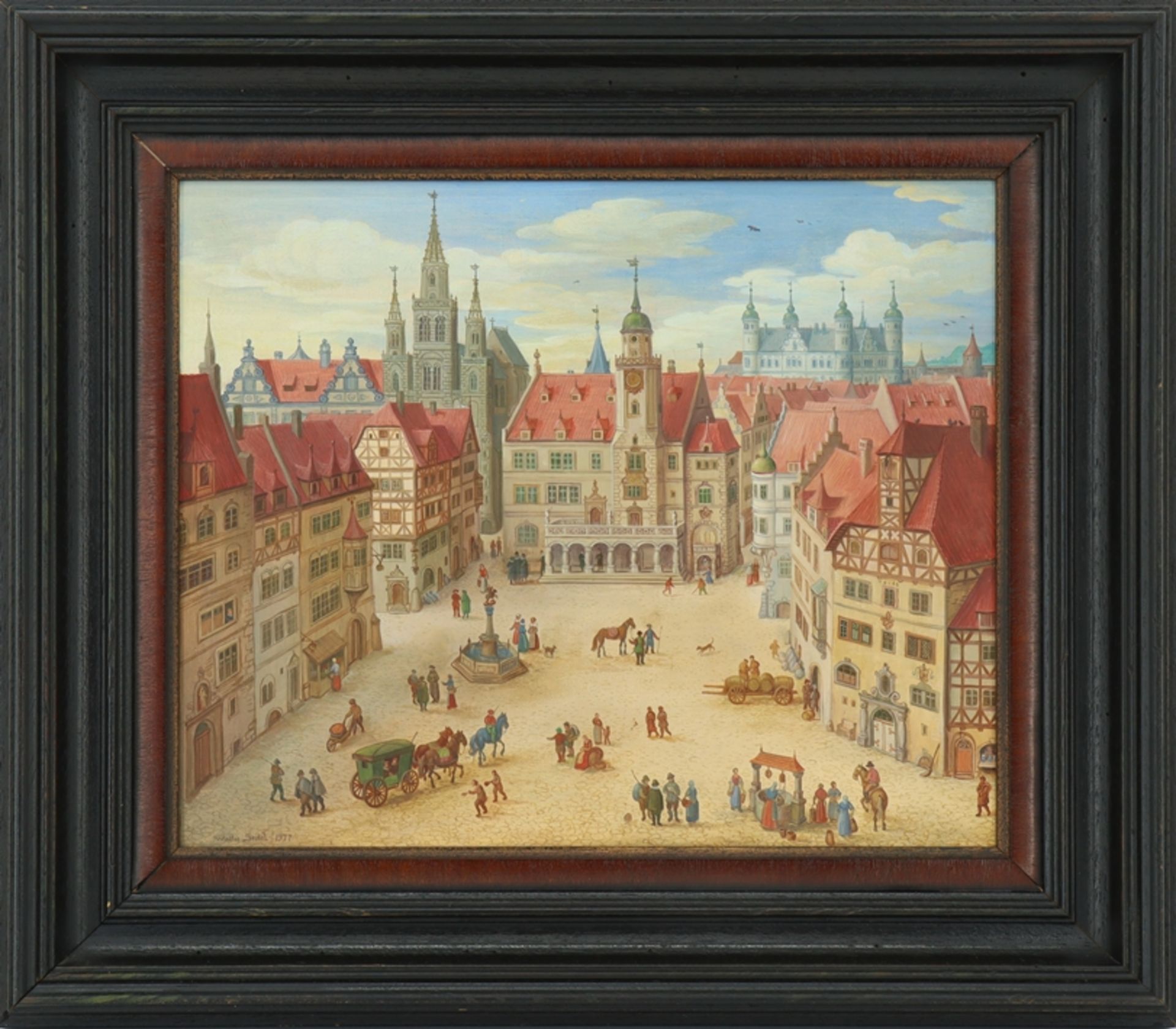 Walter Seidel (born 1950), painting "Franconian marketplace" (Ansbach). - Image 4 of 5