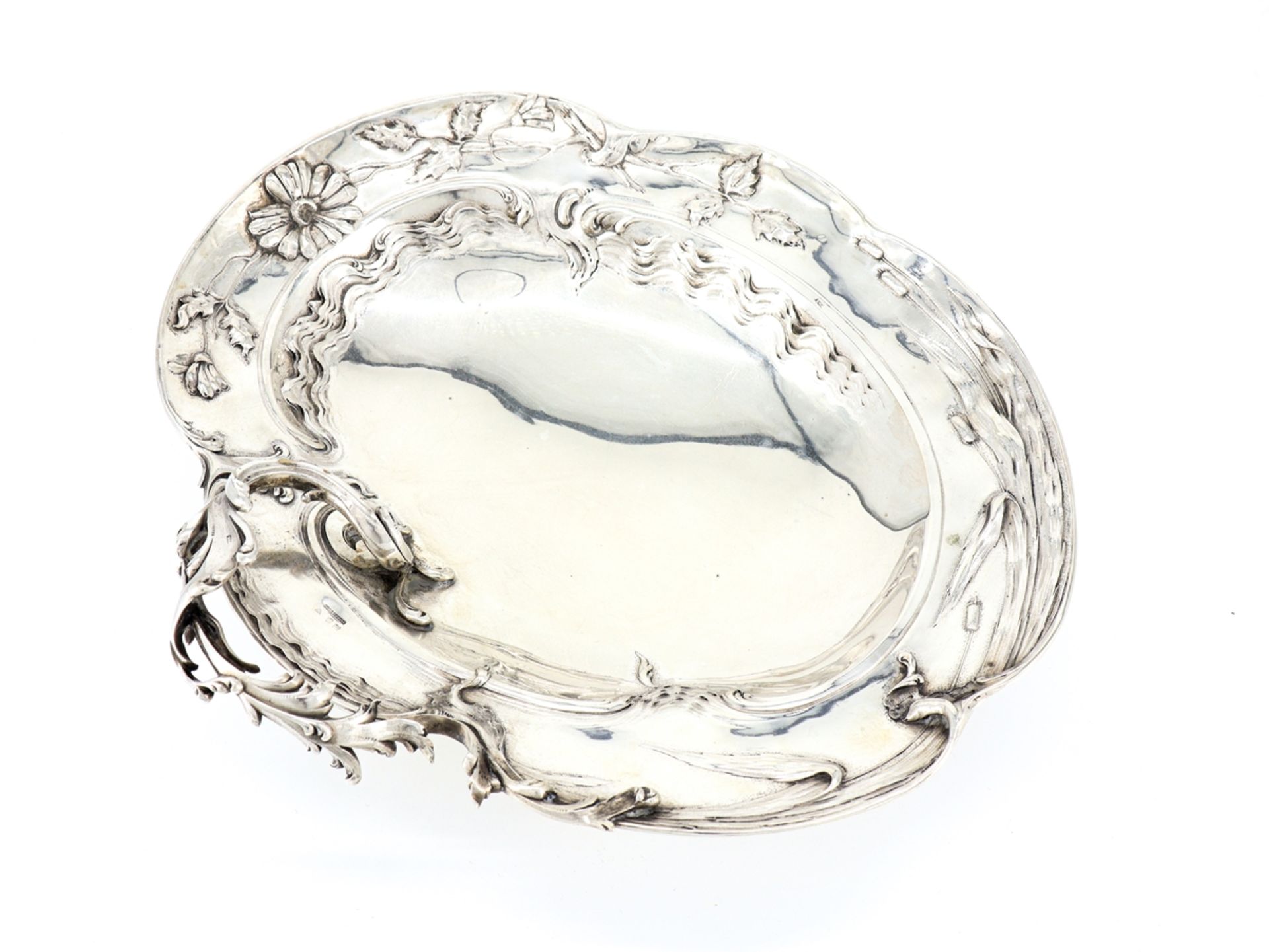 Large Art Nouveau bowl 800 silver, Wolfers Frères Brussels, circa 1900. - Image 4 of 7