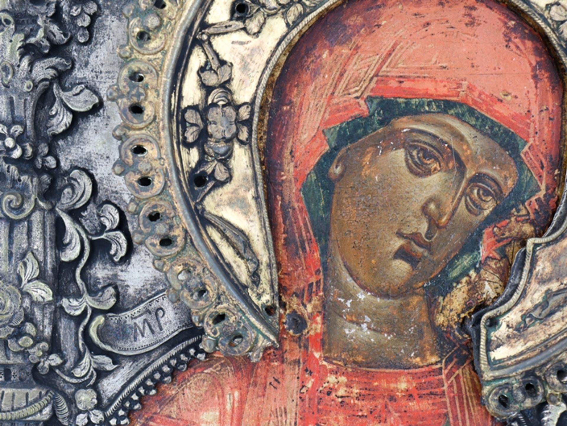 Russian icon, icon of the Mother of God, Old Believer's studio, Northern Russia, 19th century. - Image 3 of 5