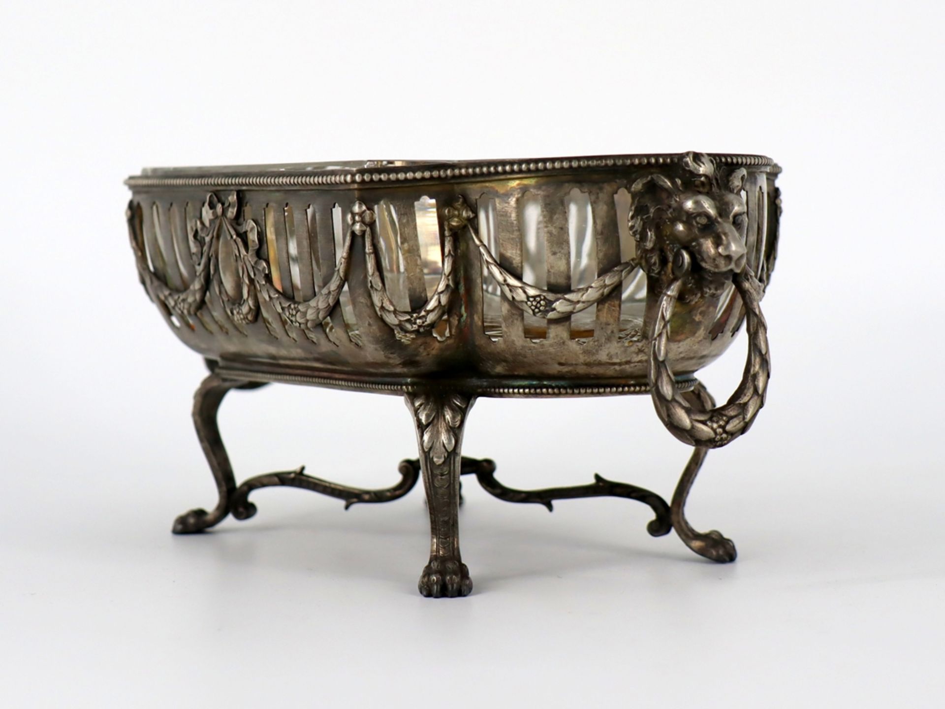 Large Lion's Head Handled Bowl 800 silver, Louis Werner Berlin, dated 1914. - Image 2 of 12