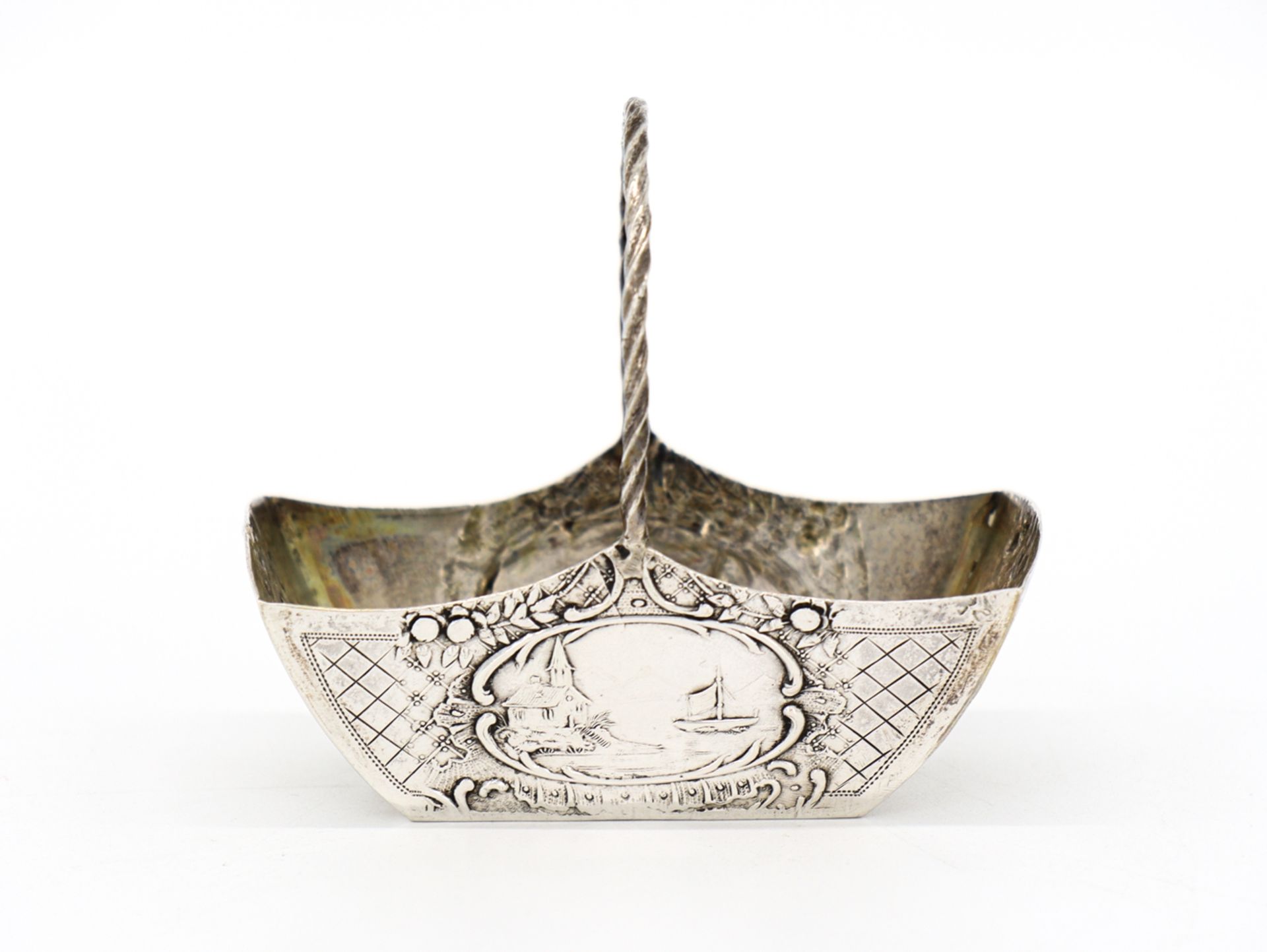 Silver basket Asian motif, 1st half 20th century.  - Image 2 of 6