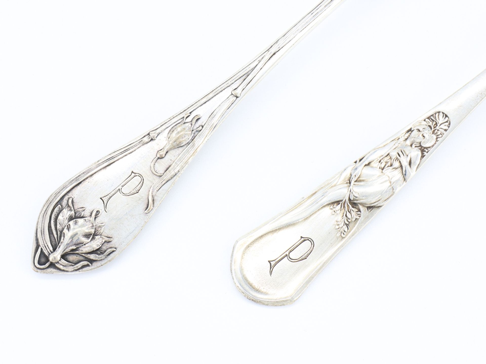 2 pieces of cutlery in finest art nouveau 800 silver circa 1900. - Image 5 of 8