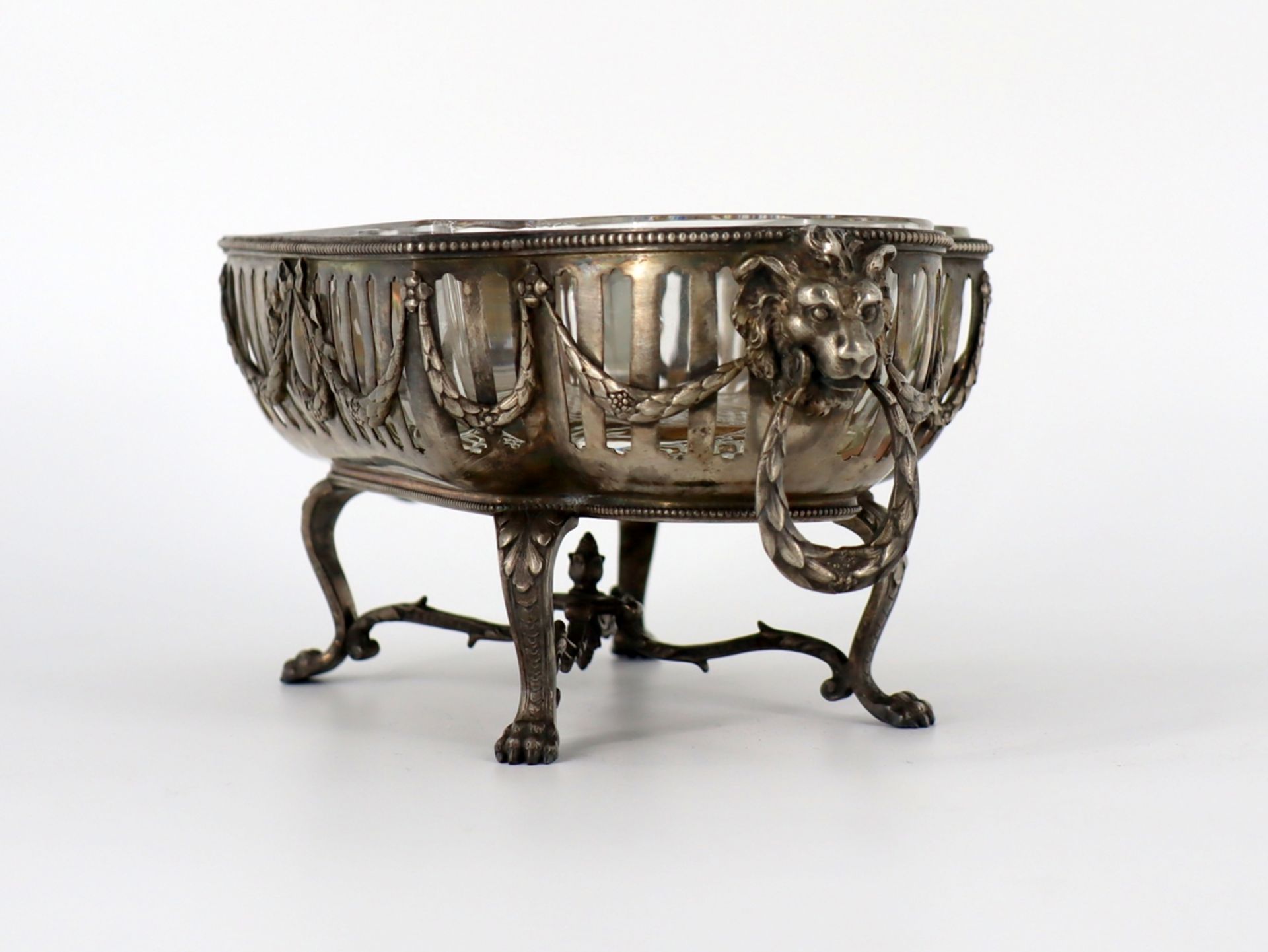 Large Lion's Head Handled Bowl 800 silver, Louis Werner Berlin, dated 1914. - Image 6 of 12