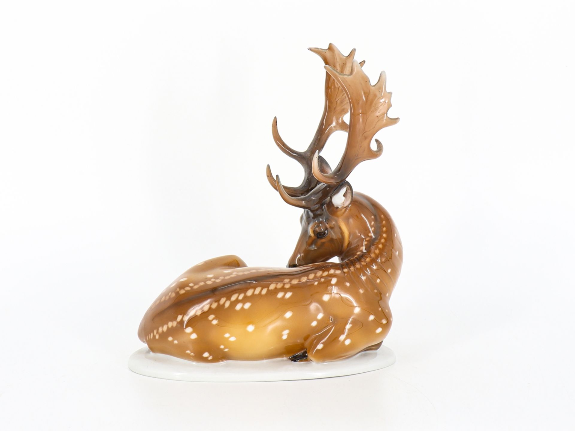 Theodor Kärner (1898-1903) for Rosenthal, reclining stag. - Image 3 of 7