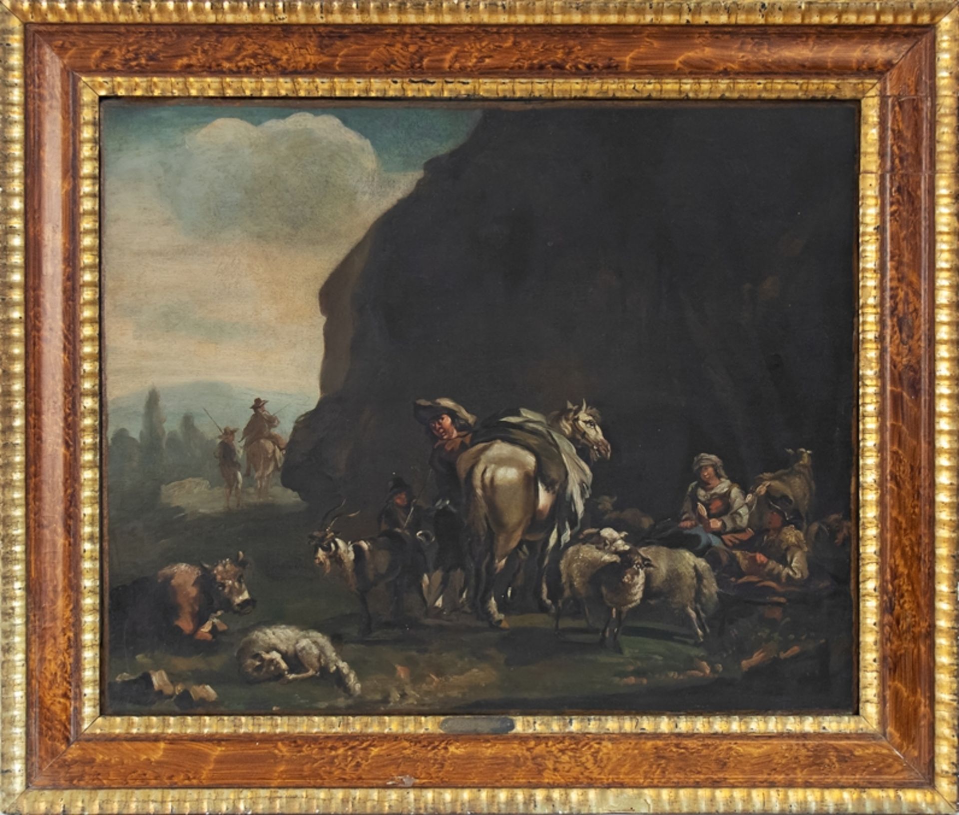 Unknown master, resting shepherds, first half 18th century. - Image 4 of 4