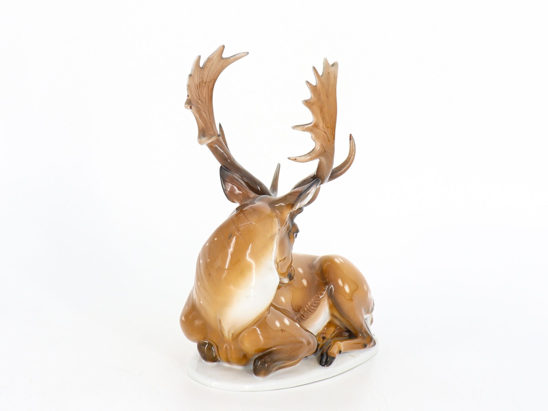 Theodor Kärner (1898-1903) for Rosenthal, reclining stag. - Image 4 of 7