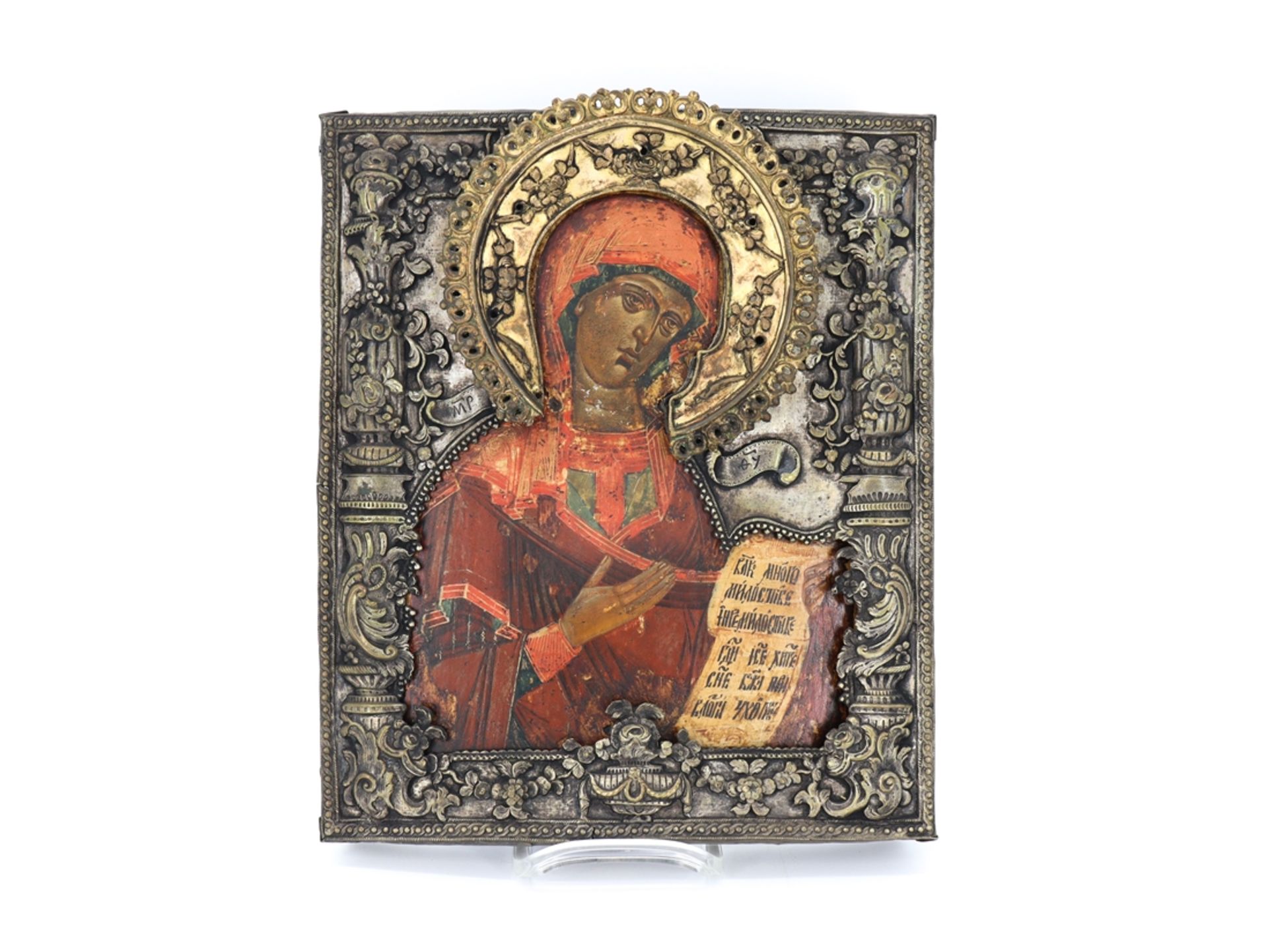 Russian icon, icon of the Mother of God, Old Believer's studio, Northern Russia, 19th century. - Image 5 of 5