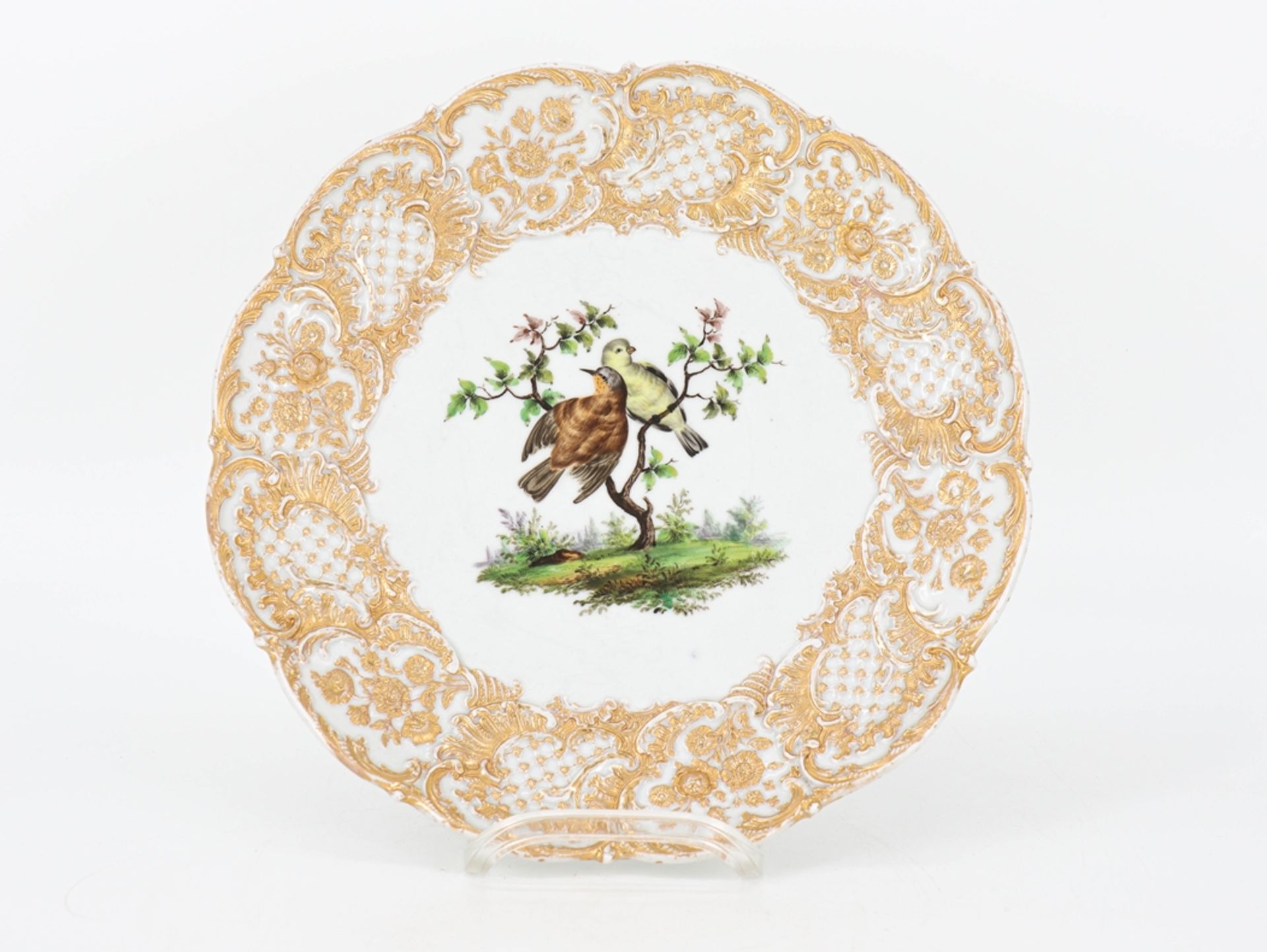 A large Meissen ceremonial plate with bird motif, circa 1910.