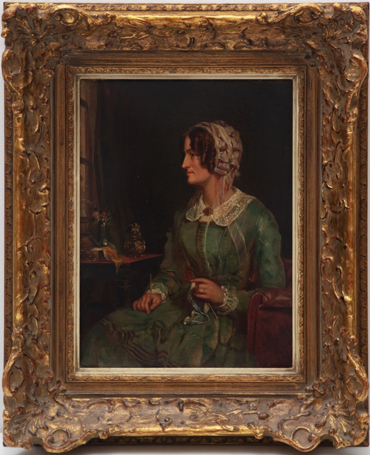 Portrait of a lady, unknown painter, oil on cardboard, end of 19th century.  - Image 3 of 3