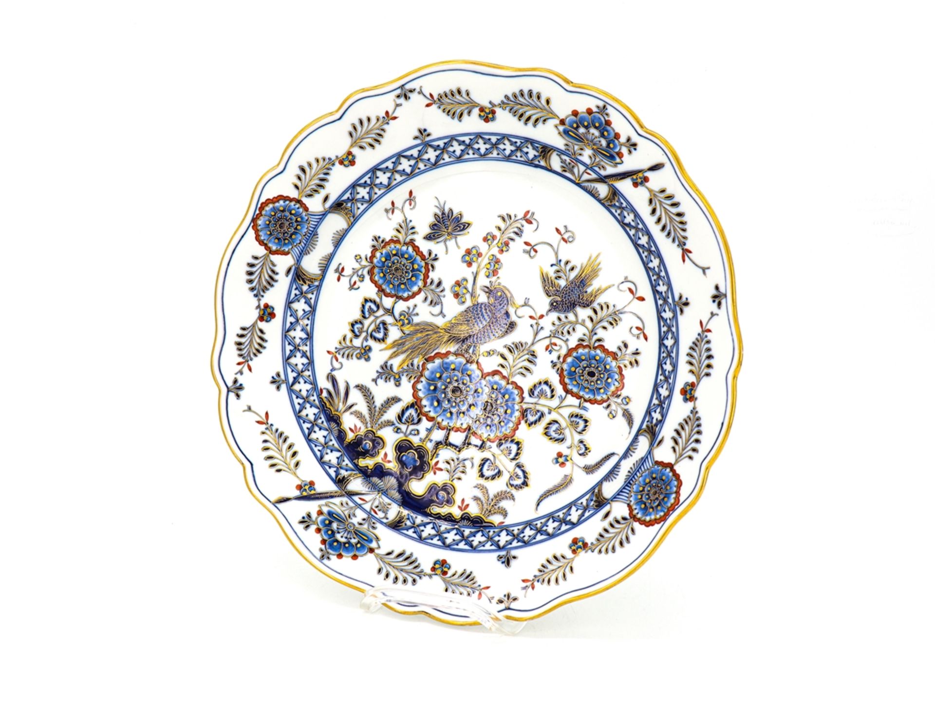 Meissen large wall plate, onion pattern with bird motif, 2nd half 19th century. - Image 2 of 7