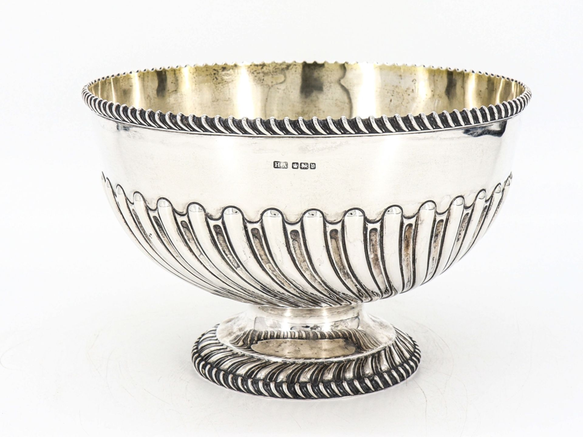 Large foot bowl 925 sterling silver, Atkin Brothers, 1894 Sheffield.