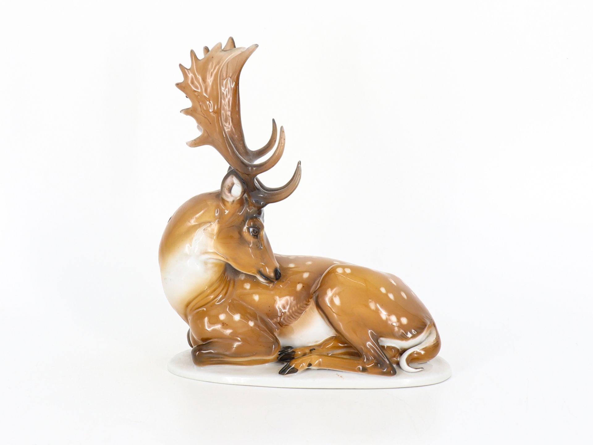 Theodor Kärner (1898-1903) for Rosenthal, reclining stag. - Image 5 of 7