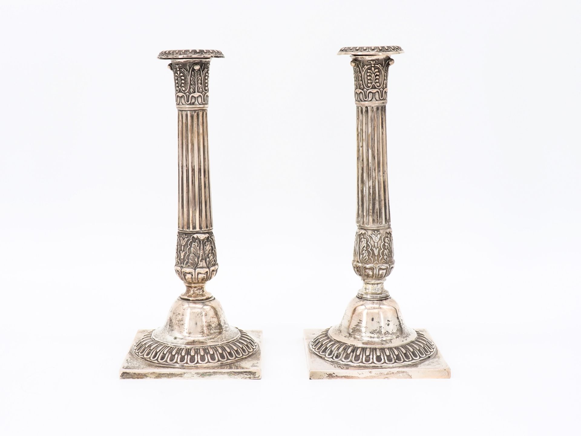 Anton Friedrich Burgmüller, Weissenfels, Pair of Empire candlesticks, early 19th century. - Image 2 of 7