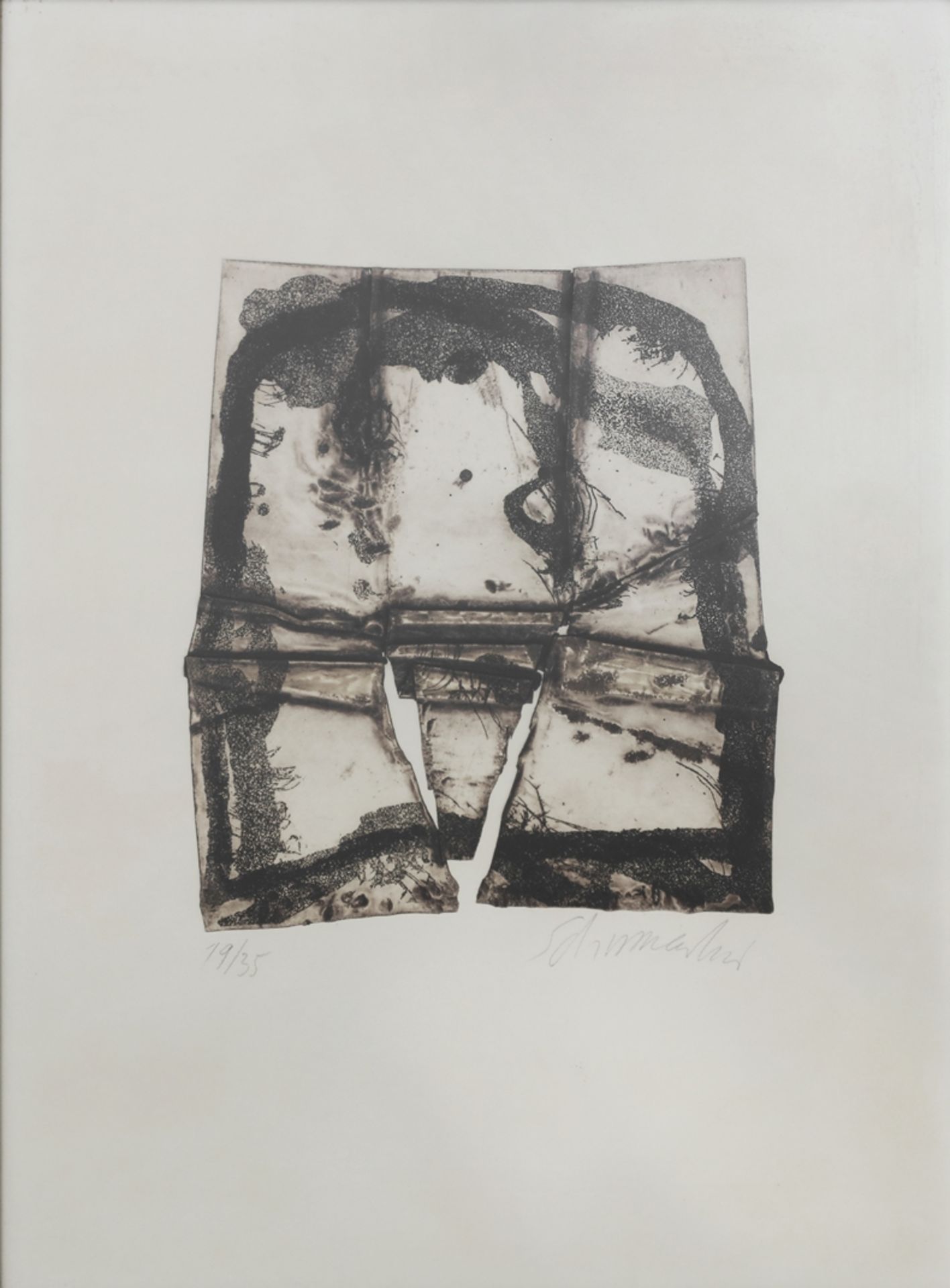 Emil Schuhmacher, Colour aquatint with relief printing on wove paper (papier vélin) from 1972.