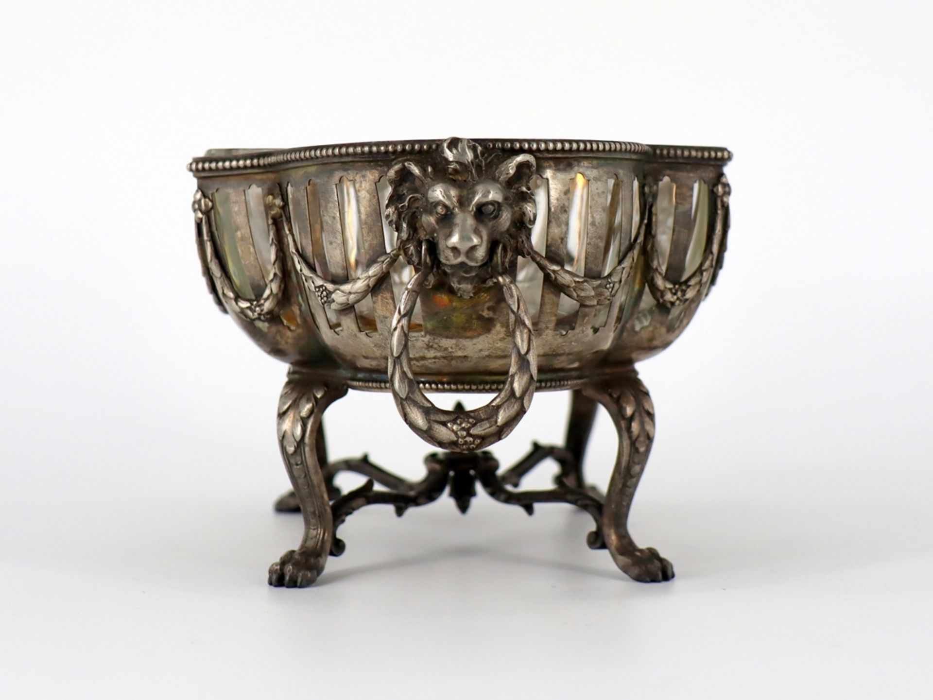 Large Lion's Head Handled Bowl 800 silver, Louis Werner Berlin, dated 1914. - Image 3 of 12
