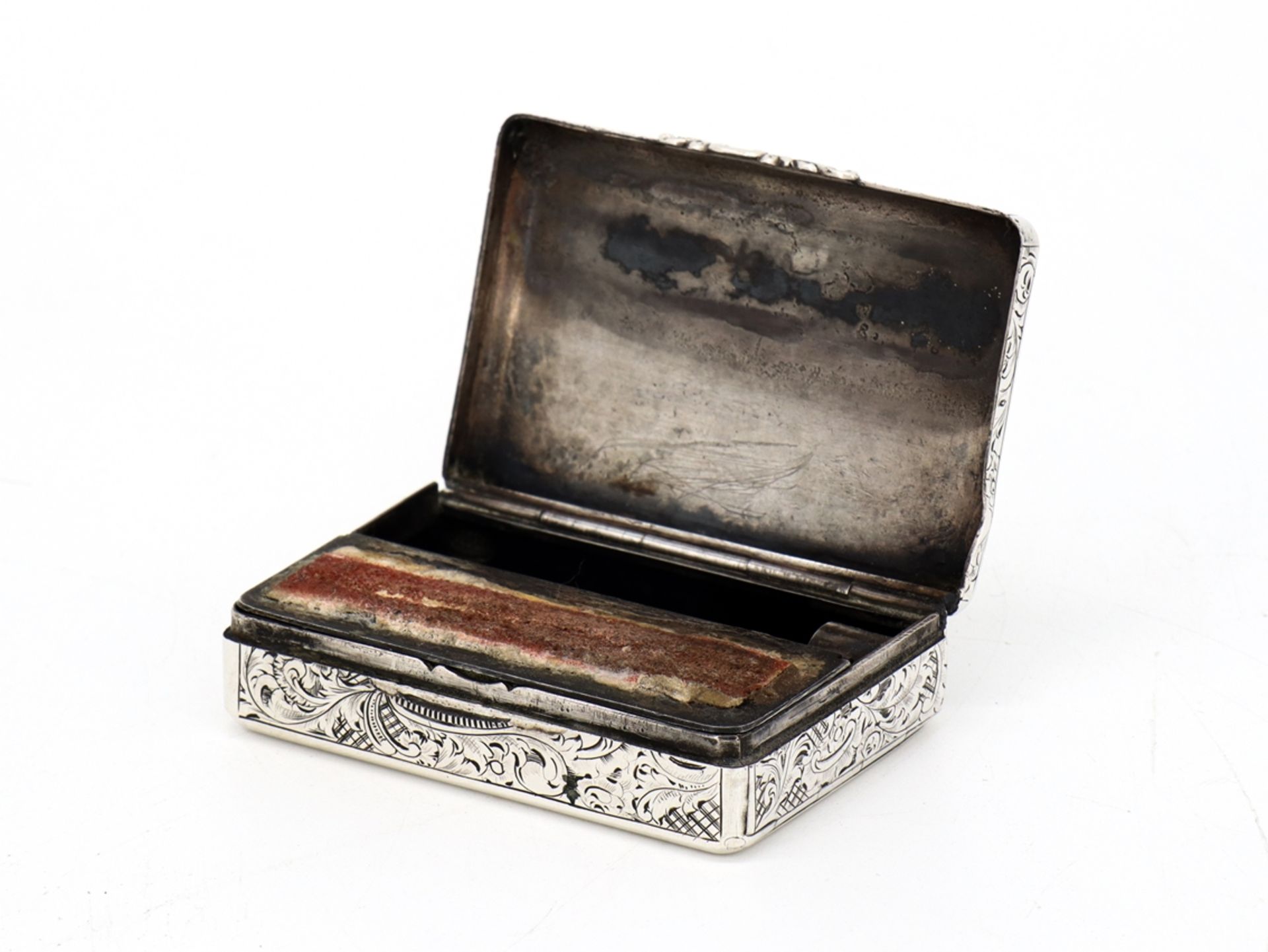 Match silver case with finely chased city view, around 1850 - Image 6 of 9