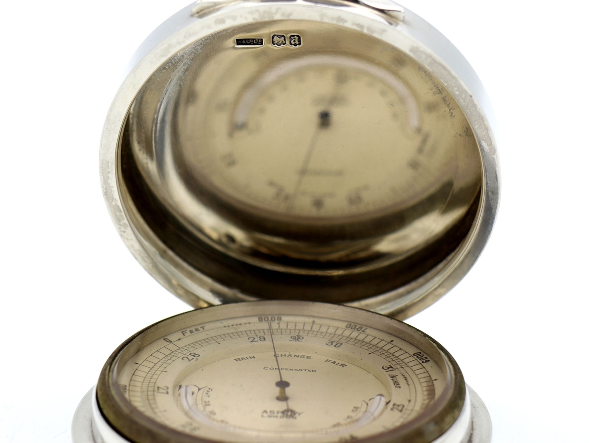 Travel weather station in 925 sterling silver, Asprey London 1916. - Image 2 of 12