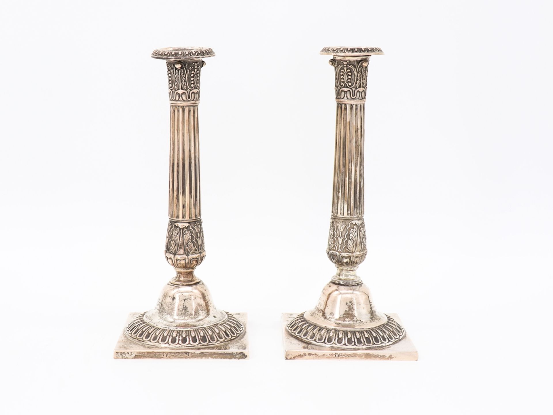 Anton Friedrich Burgmüller, Weissenfels, Pair of Empire candlesticks, early 19th century. - Image 7 of 7