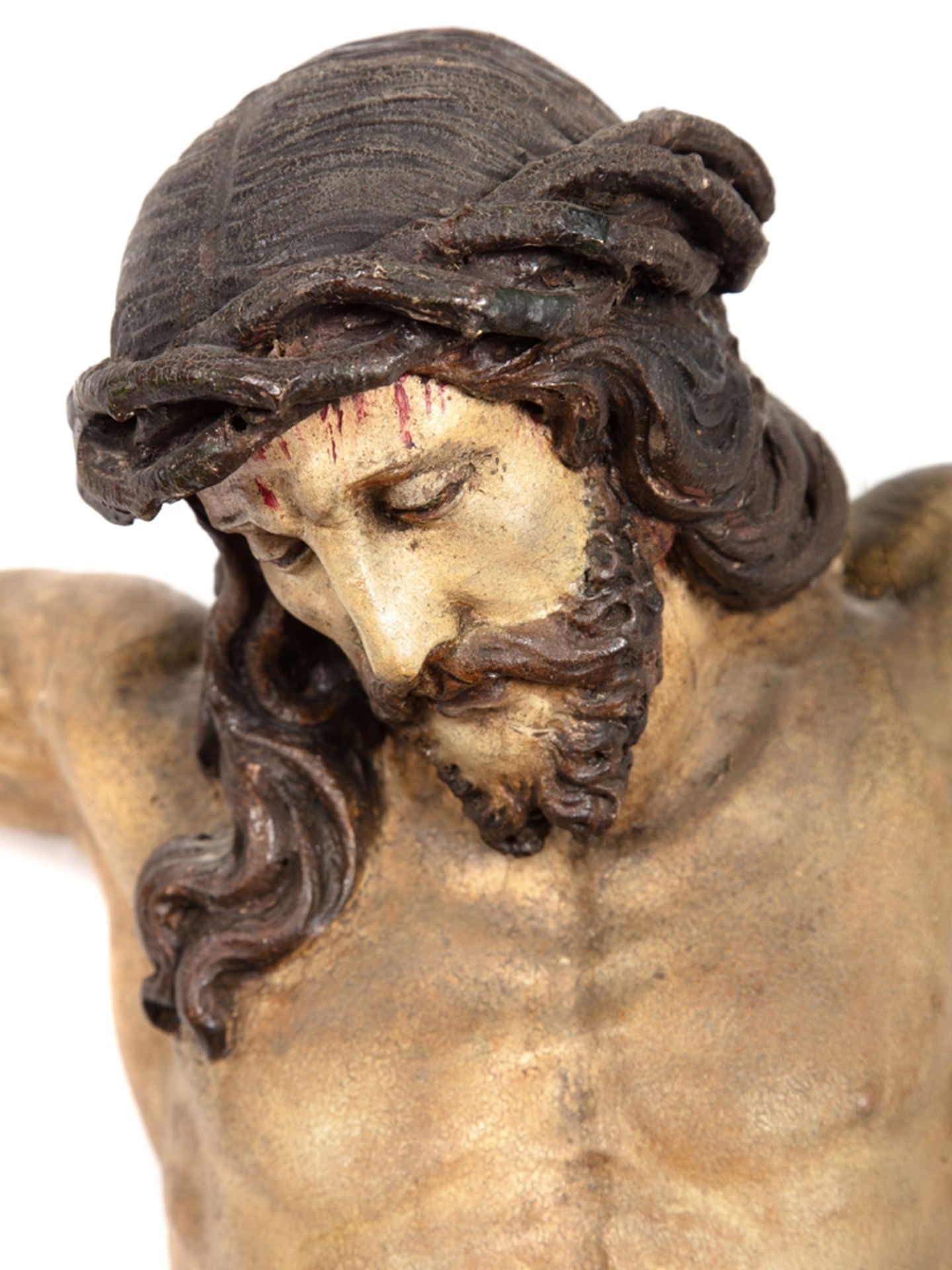 Wood carving Jesus figure in imposing large format around 1880 - Image 3 of 10