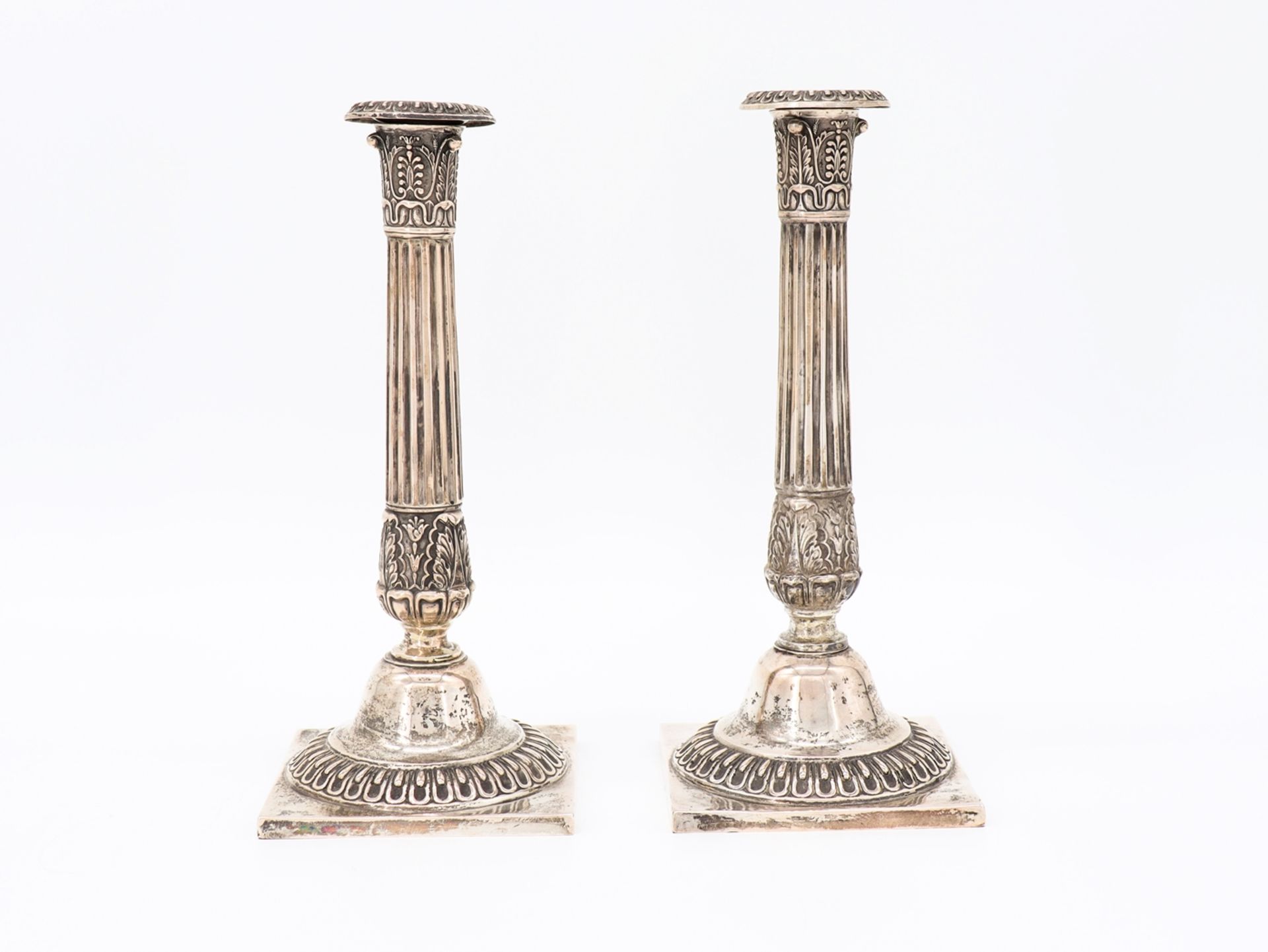 Anton Friedrich Burgmüller, Weissenfels, Pair of Empire candlesticks, early 19th century. - Image 3 of 7