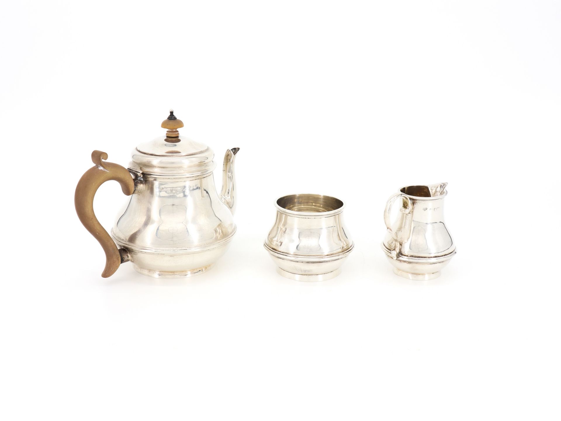 Tea service, 3 pieces, 925 sterling silver, England, London, 1902 - Image 5 of 5